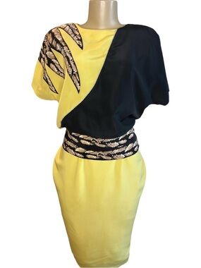 Vintage 80s Abstract Color Block Skirt Set